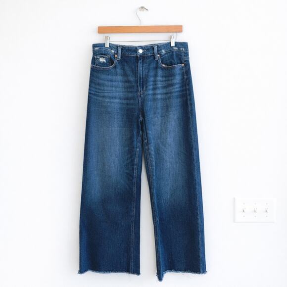 Paige Denim - Paige Anessa Ultra High Waisted Wide Leg Ankle Jeans Medium Wash Blue 32